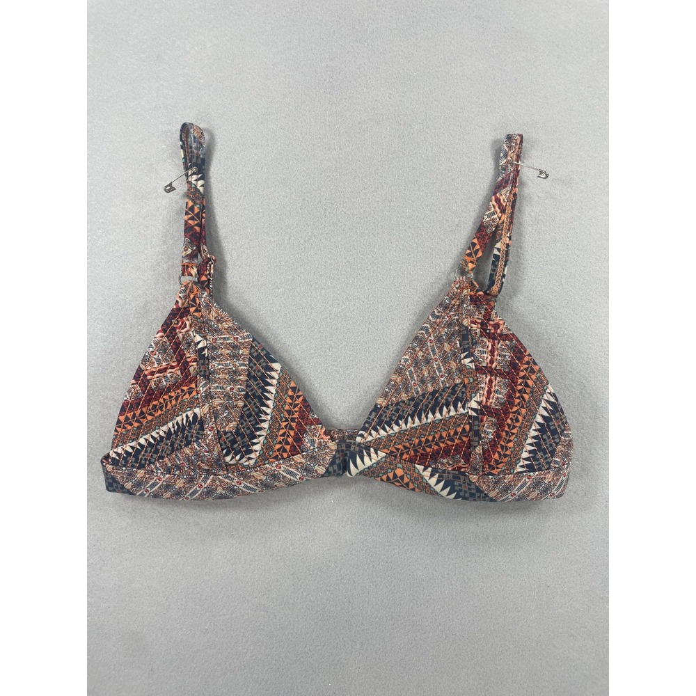 Kendall‎ & Kylie Women Geometric Tribal Print Triangle Bikini Top Orange Blue S